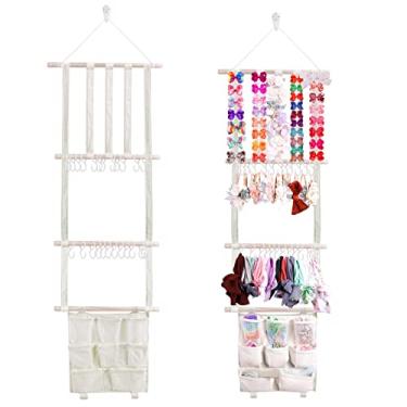 Imagem de OOSAKU Suporte de faixa para cabeça para meninas, organizador de acessórios de cabelo de bebê, decoração de pendurar na parede para quarto de meninas, organizador de laços de cabelo