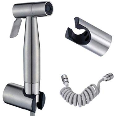 Imagem de Com mangueira de chuveiro de aço inoxidável e suporte de monofone - Conjunto de chuveiro de aço inoxidável 304