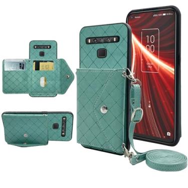 Imagem de Furiet Capa carteira compatível com TCL 10 5G UW Verizon com alça de ombro transversal e suporte de couro para cartão de crédito para TCL105GUW TLC 105GUW G5 5GUW T790S feminino verde