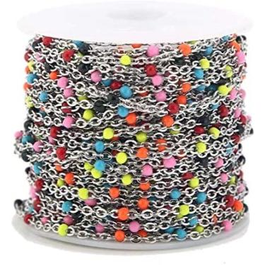 Imagem de Correntes de cabo de ligação esmaltada de aço inoxidável, 2mm de largura 2m para colar diy, descobertas de fabricação de joias, cores esmaltadas
