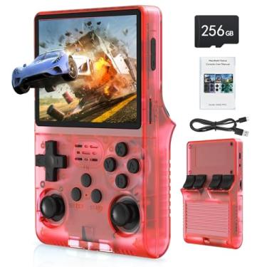 Imagem de FVBADE[30000 in 1] R40S PRO Handheld Game Console 3.5 inch IPS Screen Mini Retro Console 3800mAh Portable Pocket Arcade 45+ Mainstream Emulator 256G TF Card Transparent.(Red)