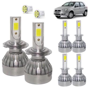 Imagem de Kit Super Led Palio G4 2008 a 2012 Farol Duplo Baixo H7 + Alto H1 + Mi