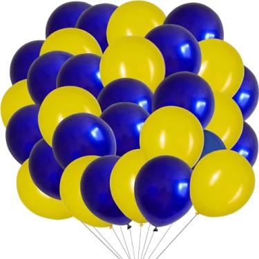 Imagem de Balões azul marinho e amarelo 30,5 cm, 80 peças para casamento, aniversário, chá de bebê, Halloween, festa de família, decoração de minion