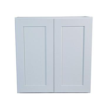 Imagem de Brookings Shaker Armário de cozinha de parede desmontado L3024, 76 L x 30 P x 61 A, pintado de branco, madeira maciça, Design House, 561597