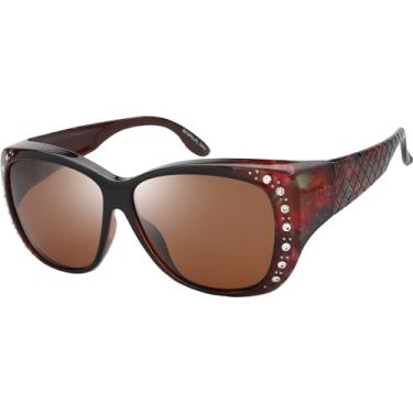 Imagem de The Fresh Fit Over Glasses Óculos de sol polarizados com strass FR1F5610 - Estojo de couro para óculos, F5610p06 Estampa floral marrom/floral, marrom, Medium