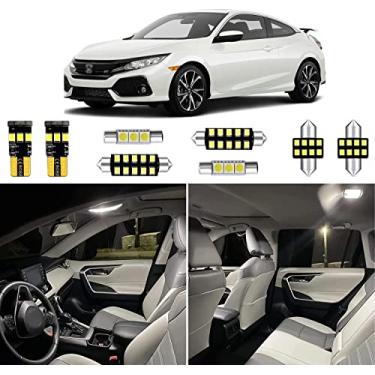 Imagem de HUOKEDS 6 peças de substituição de luzes LED interiores Civic para Honda Civic 6000K 2016, 2017, 2018, 2019, 2020, 2021, Honda Civic 6000K, pacote de substituição + ferramenta de instalação