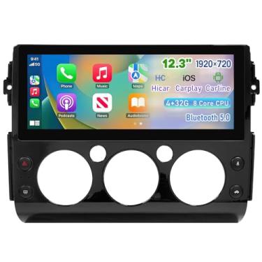 Imagem de HPDELGB Substituição para Toyota FJ Cruiser Radio 2007-2022 31.2 cm unidade principal Android 4+32G fácil instalação sem fio CarPlay e Android Auto GPS Navegação Bluetooth FM/AM Preto