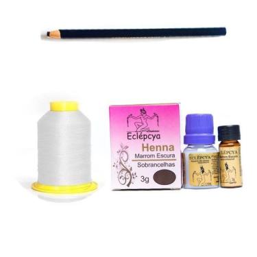 Imagem de Henna Escura Sobrancelhas Eclépcya + Linha Branca + Lápis dermatográfi