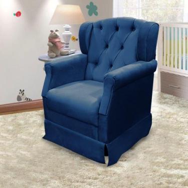 Imagem de Poltrona de Amamentação Ternura Balanço Veludo Azul - Speciale Home, V