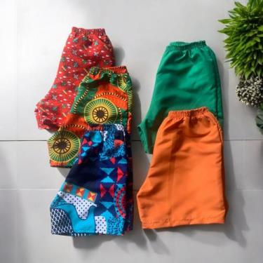Imagem de Kit c/5 shorts tactel infantil menino juvenil estampado e liso misto p