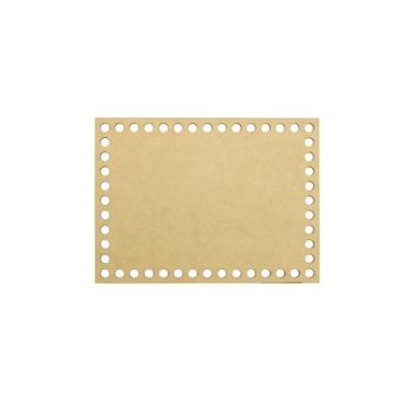 Imagem de Kit 5 Placa Base Retangular Cesto Fio de Malha Croche 15x10 Mdf Madeir
