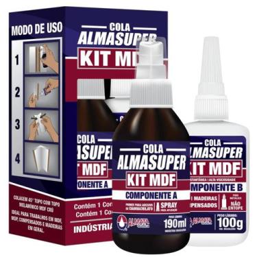 Imagem de Kit Mdf Cola Instantânea + Catalisador Acelerador 190ml Almasuper - Al