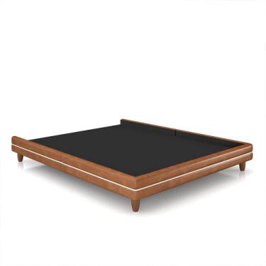 Imagem de Cama Avulsa para Colchão King Torres Pés em Madeira PU Caramelo G91 - 