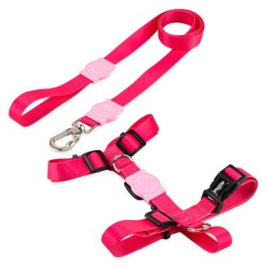 Imagem de Mood Pet Coleira Peitoral Para Cachorro Cães Modelo H Tradicional Tamanho Porte Grande Médio Pequeno (M, Rose)