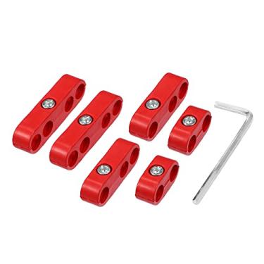 Imagem de X AUTOHAUX 1 conjunto 7 mm-8 mm motor carro vela de ignição separador de fios teares divisor organizador braçadeira plástico vermelho