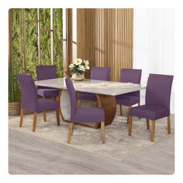 Imagem de Kit Capa Para Cadeiras 6 Unidades Malha Cores - Lenharo Enxovais, LILÁ