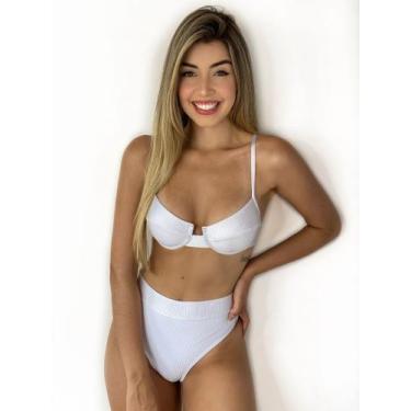 Imagem de Biquíni Hot Pant e Meia Taça Com Aro e Bojo Canelado Preto - MF FASHIO