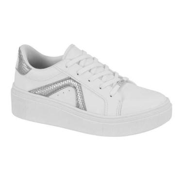Imagem de Tênis Vizzano Feminino Flatform Branco Prata, 38