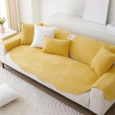 Imagem de Capa de sofá universal para quatro estações, antiderrapante, tipo toalha, capa de sofá de canto em forma de L, tapete para sala de estar, A1, 1 fronha de 45x45