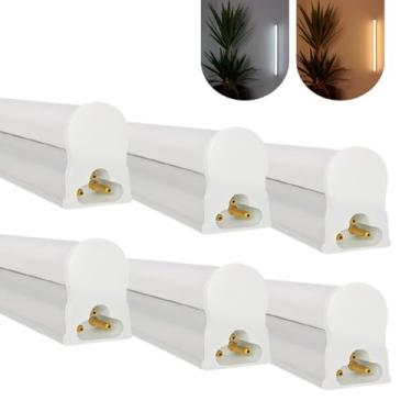 Imagem de Kit 6 Led Tubular T5 60cm 10w C/Calha Acoplada Completa Luz Forte (Branco Quente)