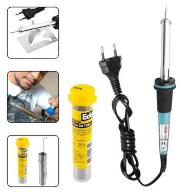 Imagem de Ferro de Solda 40w 127v + Tubo Estanho 25g Soldagem Fame