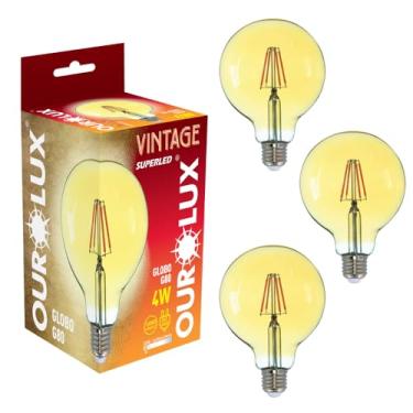 Imagem de Kit 3 Lâmpada Led Filamento Grande Globo Retro Vintage G80