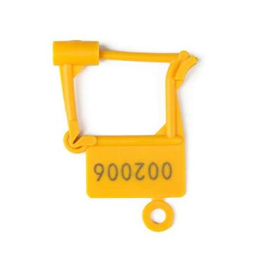 Imagem de Etiquetas de selos de cadeado de plástico descartáveis, autotravantes, numeradas, à prova de adulteração, cadeado de segurança para bagagem, bolsa, roupas, sapatos (amarelo, 20 peças)