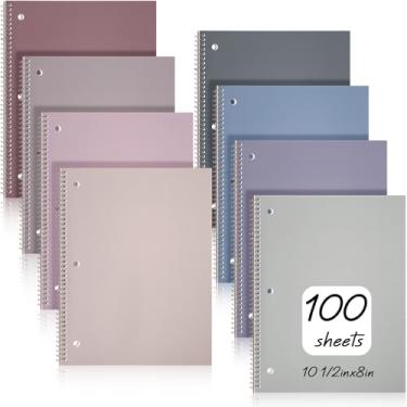 Imagem de Teling 12 cadernos espirais de 1 assunto para trabalho universitário pautado 20 x 26 cm, caderno de diário espiral com 3 furos, papel perfurado, linha fácil de rasgar, 100 folhas, material de estudo