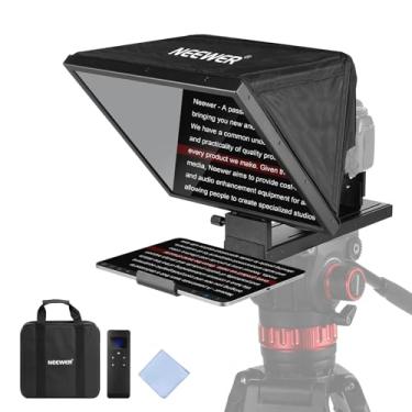 Imagem de NEEWER Basics X16B Teleprompter levantável de liga de alumínio 40.6 cm para iPad Tablet telefone câmera DSLR, sem montagem, controle remoto e aplicativo, compatível com iOS Android, Pro para ensino