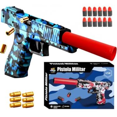 Imagem de Arminha de Brinquedo Pistola Camuflada com Cartucho Projeteis Capsulas