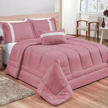 Imagem de Kit Edredom Oliveira Dupla Face Casal Queen 05 Peças Rose - amora enxo
