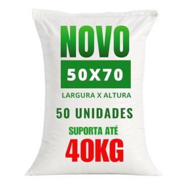 Imagem de Sacos de Ráfia Novo Para Entulho, 50x70cm, Kit com 50 Unidades, Capacidade 40kg