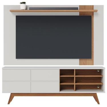 Imagem de Rack Bancada Noronha 1.8 Com Painel Para Tv Suspenso Extensivo Leme Off White Matte Freijó - Colibri