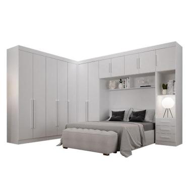 Imagem de Quarto De Casal Modulado 12 Portas Orion Branco – Leifer Móveis
