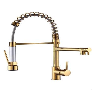 Imagem de Torneira Gourmet 50cm Com Misturador Monocomando Dourada De Bancada Be