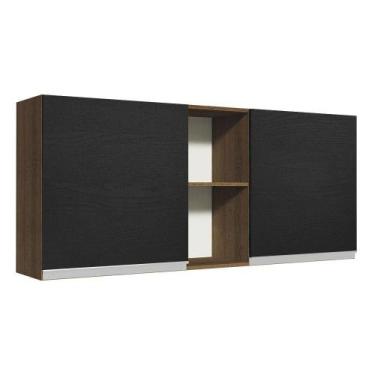 Imagem de Armário Aéreo 150 Cm 2 Portas E 2 Nichos Rustic/Preto - MADESA