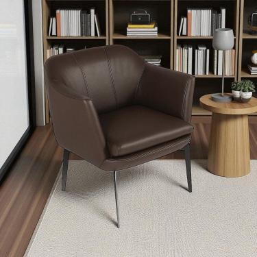 Imagem de Poltrona Decorativa Sala de Estar em Couro Cristie Marrom