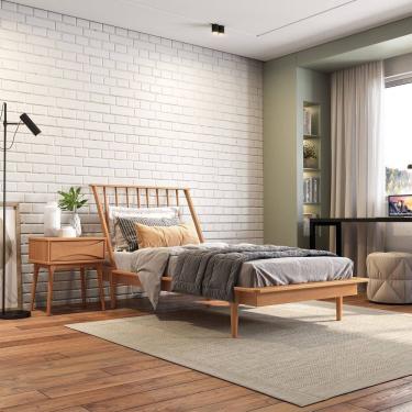 Imagem de Cama Solteiro em Madeira Maciça Nordik Caramel