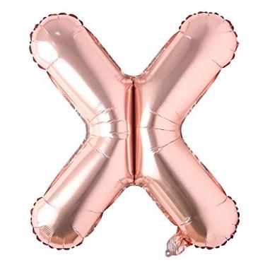 Imagem de 101,6 cm letra ouro rosa alfabeto número balão folha Mylar festa casamento despedida de solteira aniversário chá de panela formatura aniversário celebração decoração braguilha com hélio (100 POLEGADAS