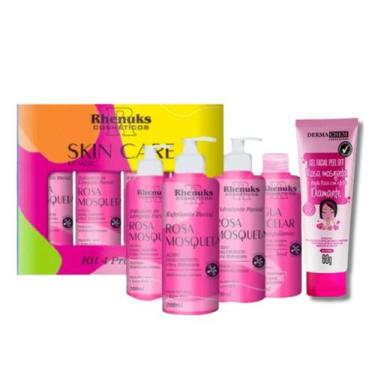 Imagem de Kit Skincare Rosa Mosqueta Hidratante Rhenuks, Gel Facial Peel Off Mas