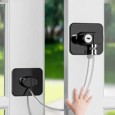 Imagem de Trava De Segurança Para Geladeira Porta Gaveta Armário Proteção Tranca Com Chave Anti Furto Crianças Bebê (Preto)