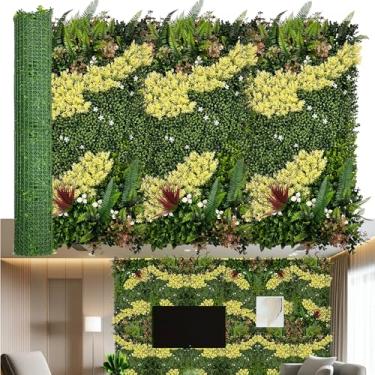 Imagem de ODTORY Painéis de parede de vegetação artificial 3D: tela de privacidade de cerca de hera de buxo anti tela de privacidade de plantas falsas para ambientes externos, internos, jardins, quintais e