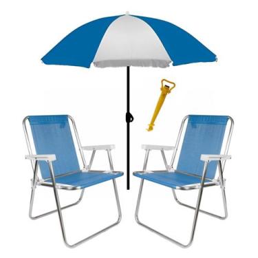 Imagem de Kit Praia 2 Cadeira De Praia Alta Sannet Alumínio + Saca Areia + Guard