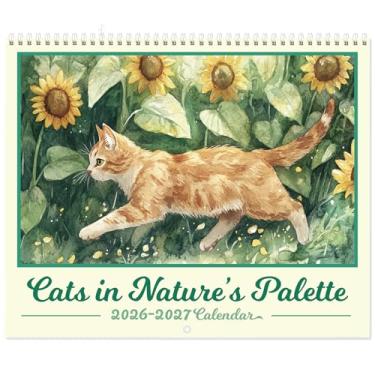 Imagem de GuassLee Calendário de parede vertical para gatos 2025, calendário artístico de 19 meses, de junho de 2025 a dezembro de 2026, agenda mensal em aquarela de 35,5 x 58,4 cm, gato gatinho com papel