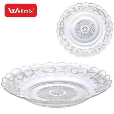 Imagem de Prato de Vidro Fundo Alexy Transparente 22cm Ø KIT 6 peças - WELLMIX