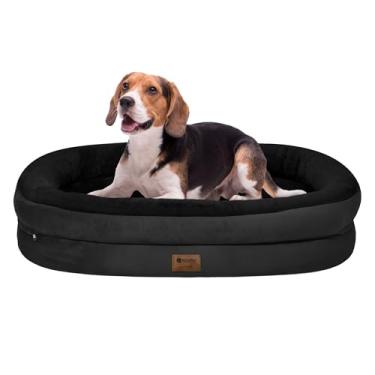 Imagem de Cama grande ortopédica lavável para cães: cama impermeável de espuma viscoelástica para animais de estimação com reforços - capa ortopédica removível para cama de cachorro de tamanho médio e grande