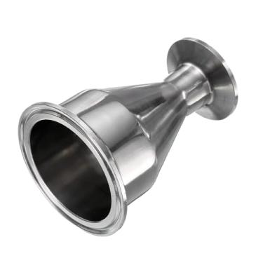 Imagem de PATIKIL Encaixe redutor de encaixe sanitário, aço inoxidável 304, tubo de 2-1/5.1 cm OD x tubo de 2.5 cm OD 6.3 cm Tri Sanitary Clam 77,5 mm x 3.8 cm Flange de virola tripla 50,5 mm, prata