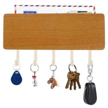Imagem de DJAPWPX Suporte de chave resistente resistente para parede, porta-chaves simples e elegante, porta-chaves com ganchos e bandeja, suporte de chave para economia de espaço, suporte de parede para porta