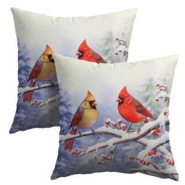 Imagem de Capa de almofada Granbey Cardinal Birds Winter 60x60cm, conjunto 2