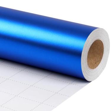 Imagem de Rolo de papel de embrulho de metal fosco azul LaRibbons 43x10 m